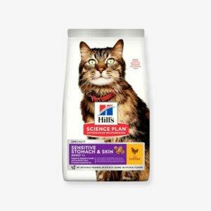 Hills dry food for sensitive and skin care cats with chicken flavour
