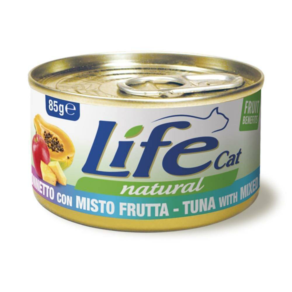 Life Cat Cans Of Tuna With Mixed Fruits Wet Food For Cats, 85g
