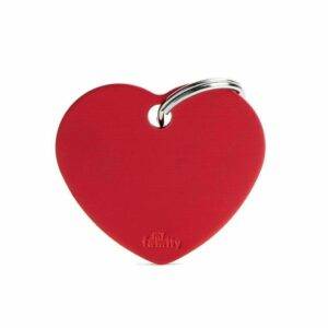My Family Cat and dog pendant, large, red heart shape, made of aluminium