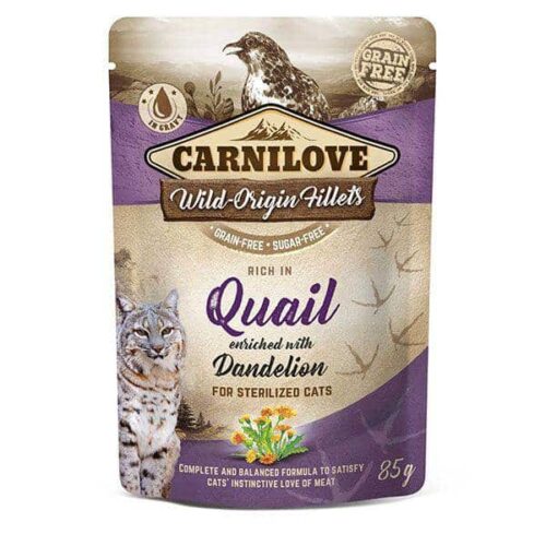 Carnilove Wet Food For Adult Cats Quail Flavor Enriched With Dandelion Leaves 85 Gm
