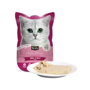 Kit Cat Petite Pouch Complete &Amp; Balanced Tuna & Beef In Aspic Wet Food For Cats, 70g