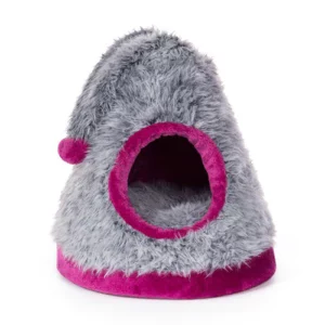 كيتي باور باوز بيت للقطط شكل قبعة لون رمادي