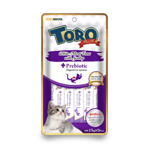 تورو بلس مكافأة كريمي للقطط لصحة الجهاز الهضمي التونا البيضاء مع المحار 5×15جرام