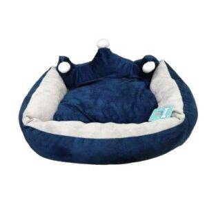 Soft plush cat and pet bed with a blue butterfly